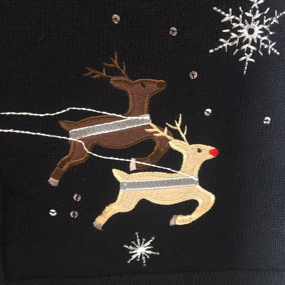 CJ Banks Black Festive Vest with Gold and White Accents - Picture 4 of 8